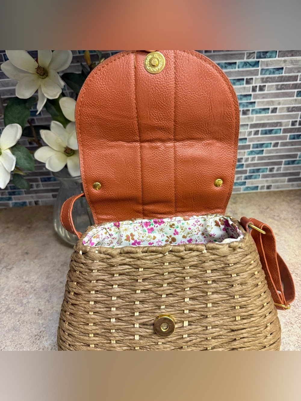 Hand woven Jute and vegan leather purse - Picture 8 of 9